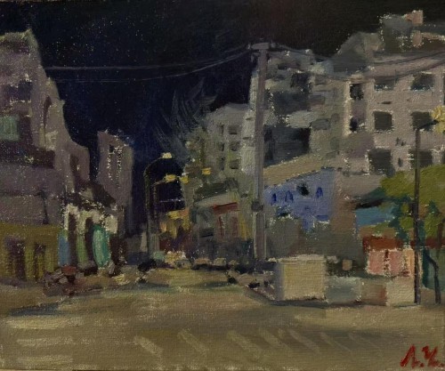 廖正定·油画夜景写生丨捕捉光线的独特流动感，描绘城市街巷烟火里的诗意