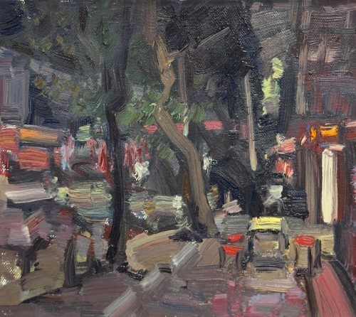 廖正定·油画夜景写生丨捕捉光线的独特流动感，描绘城市街巷烟火里的诗意