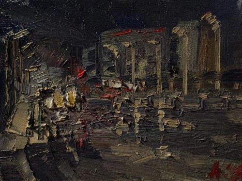 廖正定·油画夜景写生丨捕捉光线的独特流动感，描绘城市街巷烟火里的诗意