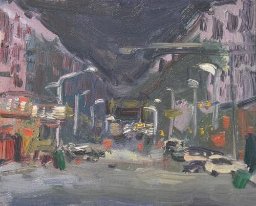 廖正定·油画夜景写生丨捕捉光线的独特流动感，描绘城市街巷烟火里的诗意