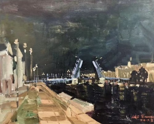 廖正定·油画夜景写生丨捕捉光线的独特流动感，描绘城市街巷烟火里的诗意