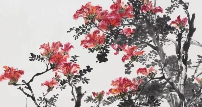 墨舞丹青，“焰”照雨林——岳黔山笔下的西双版纳火焰花