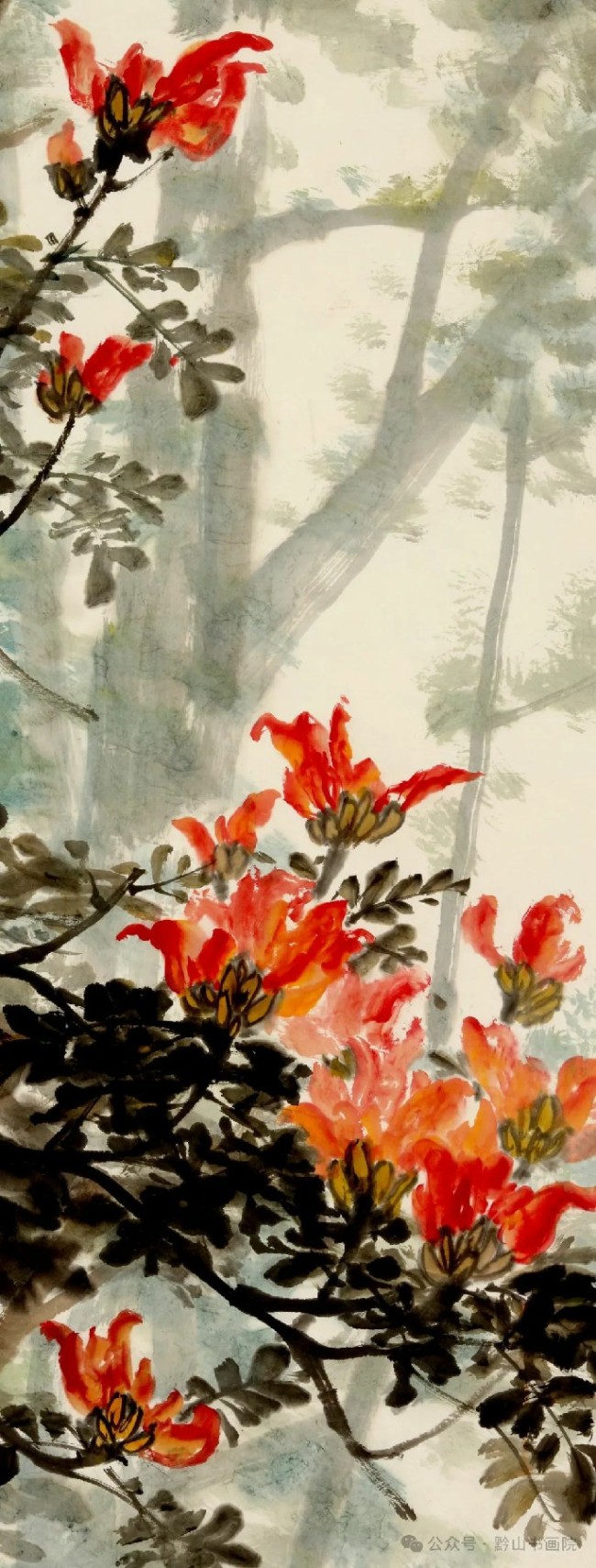 墨舞丹青，“焰”照雨林——岳黔山笔下的西双版纳火焰花