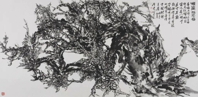 古梅召唤诗情，诗情辉映画意——唐建以写意笔墨描绘古梅野气、昂扬的生命力