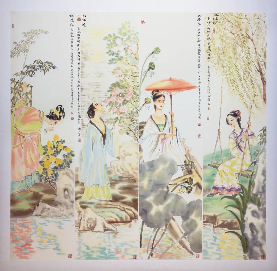 易安词境的温情描绘，“汲古通今——李济民中国水墨艺术作品展”昨天在淄博开幕，展期至5月26日