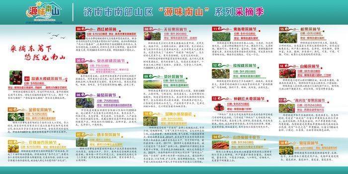 济南南部山区“源味南山”系列采摘季正式启动，采摘地图请收好