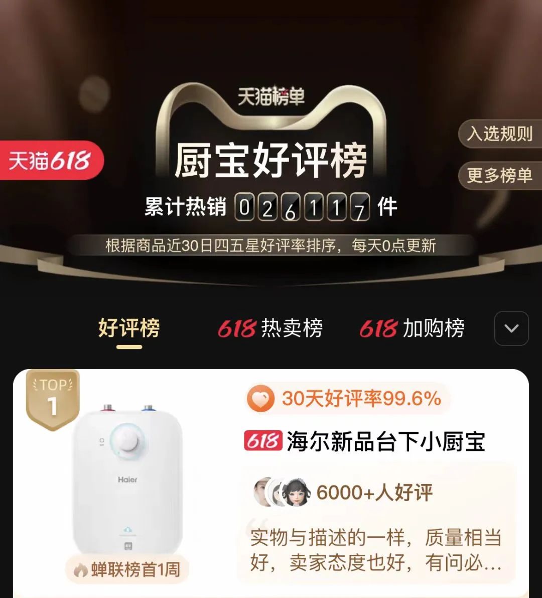 热卖榜、好评榜、口碑榜……榜榜居首，海尔智家全“新”出击霸屏“618”众多榜单