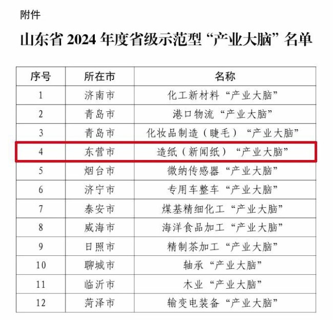 由华泰股份牵头的造纸（新闻纸）“产业大脑”项目入选2024年度省级示范型“产业大脑”