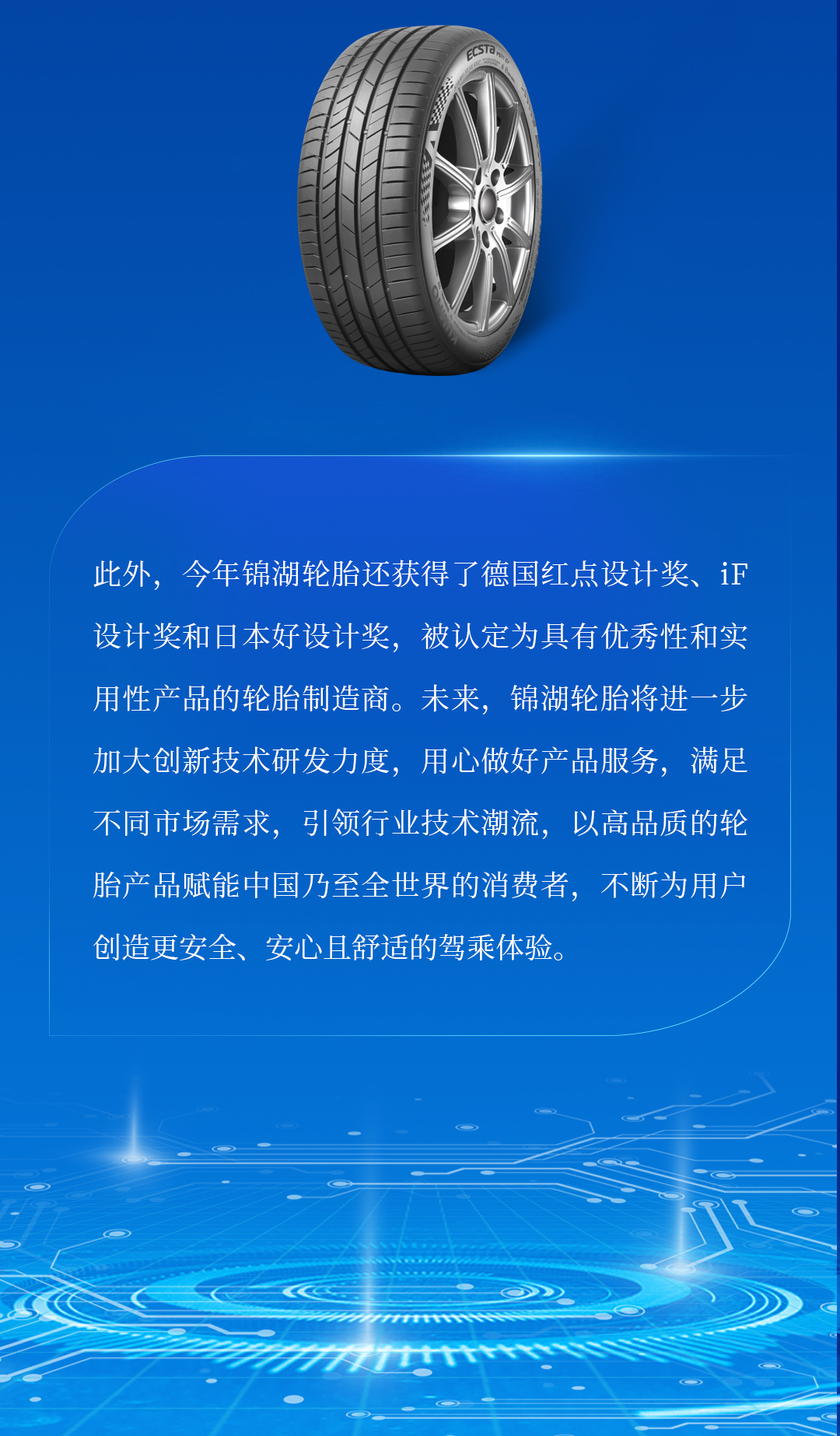 锦湖轮胎ps71 ev获“2023年当代好设计奖”