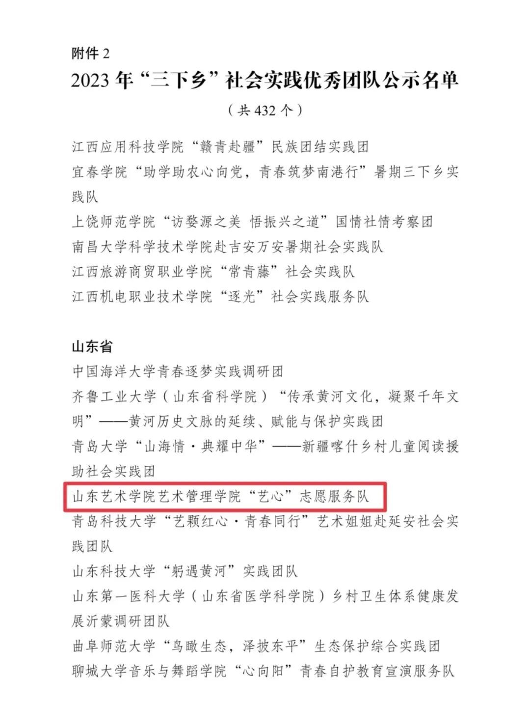 优秀团队 优秀单位——山东艺术学院“三下乡”社会实践首获共青团中央表彰